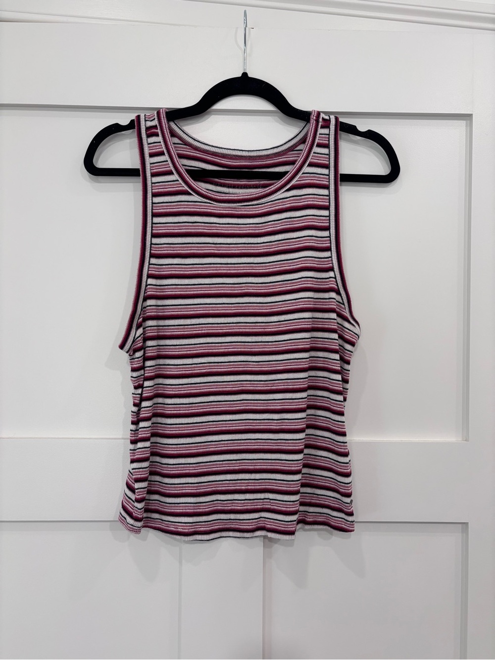 American Eagle Ribbed Tank Top Red White Striped Women’s Large